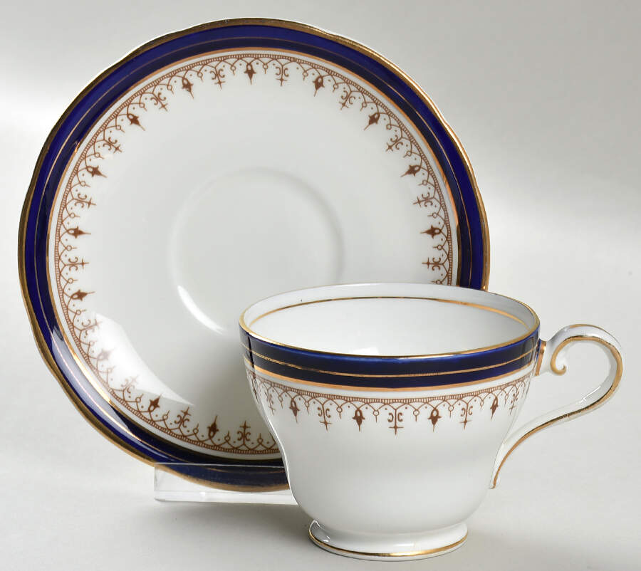 Leighton Cobalt (Scalloped) Footed Cup & Saucer Set by John  Aynsley & Sons-1