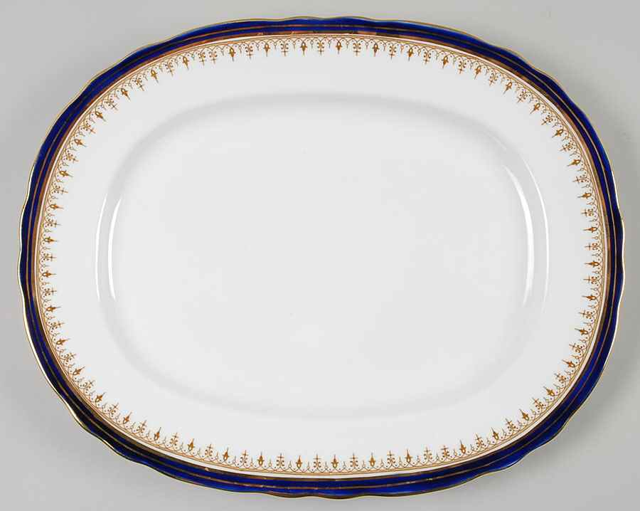 Leighton Cobalt (Scalloped) 13" Oval Serving Platter by John  Aynsley & Sons-1