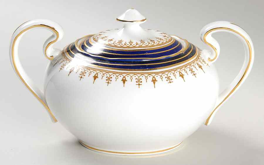 Leighton Cobalt (Scalloped) Sugar Bowl & Lid by John  Aynsley & Sons-1