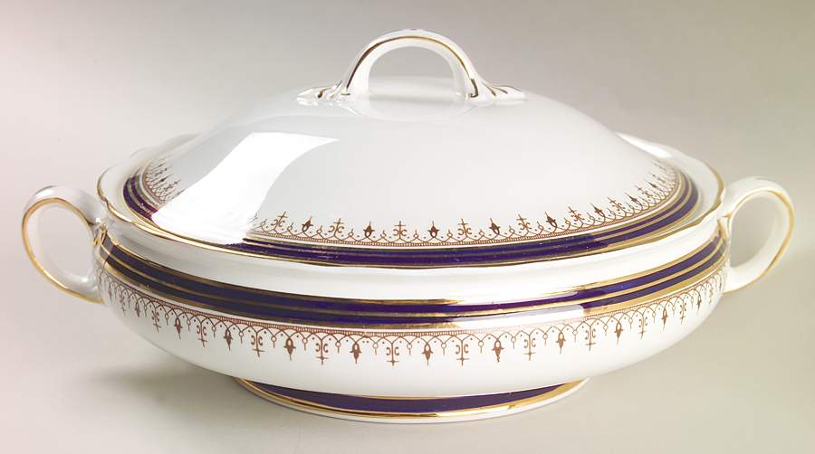 Leighton Cobalt (Scalloped) Round Covered Vegetable by John  Aynsley & Sons-1