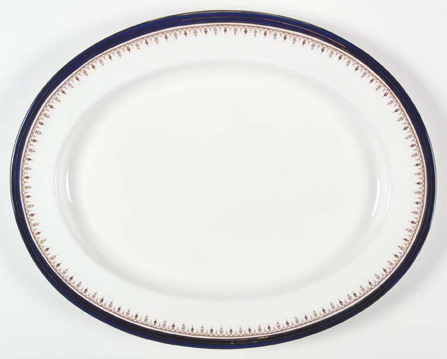 Leighton Cobalt (Scalloped) 17" Oval Serving Platter by John  Aynsley & Sons-1