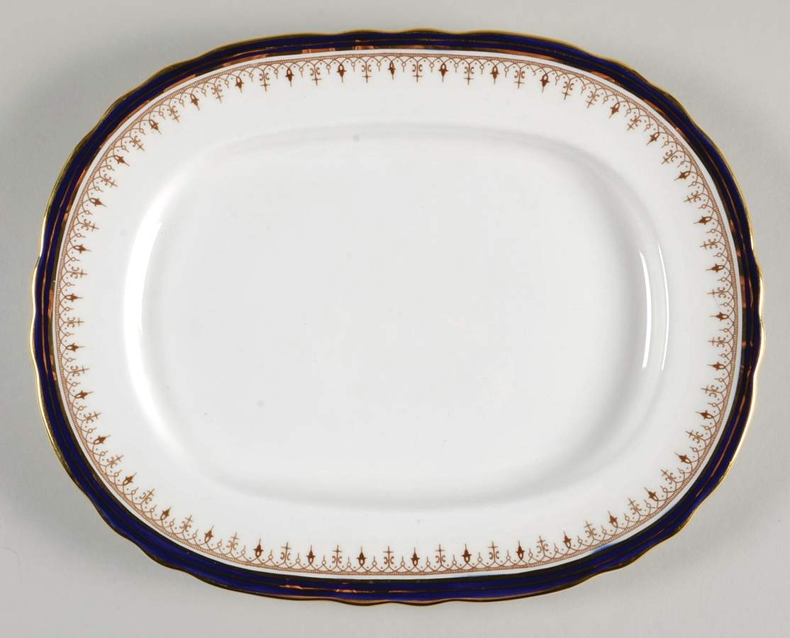 Leighton Cobalt (Scalloped) 11" Oval Serving Platter by John  Aynsley & Sons-1