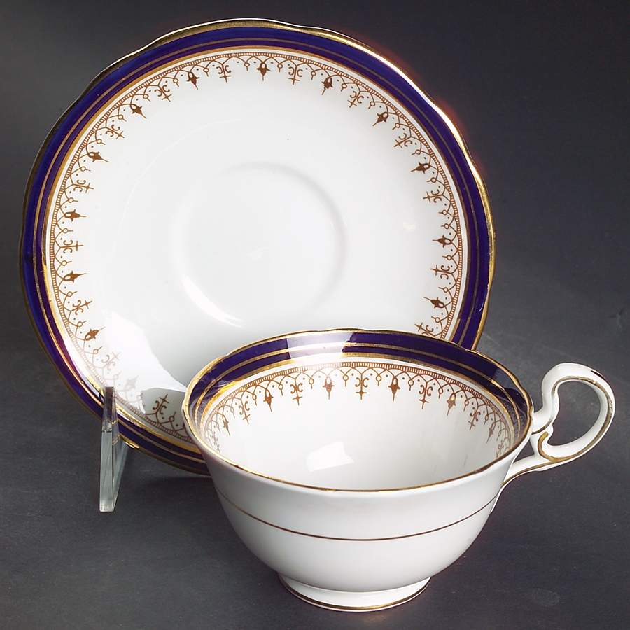 Leighton Cobalt (Scalloped) Footed Cup & Saucer Set by John  Aynsley & Sons-1