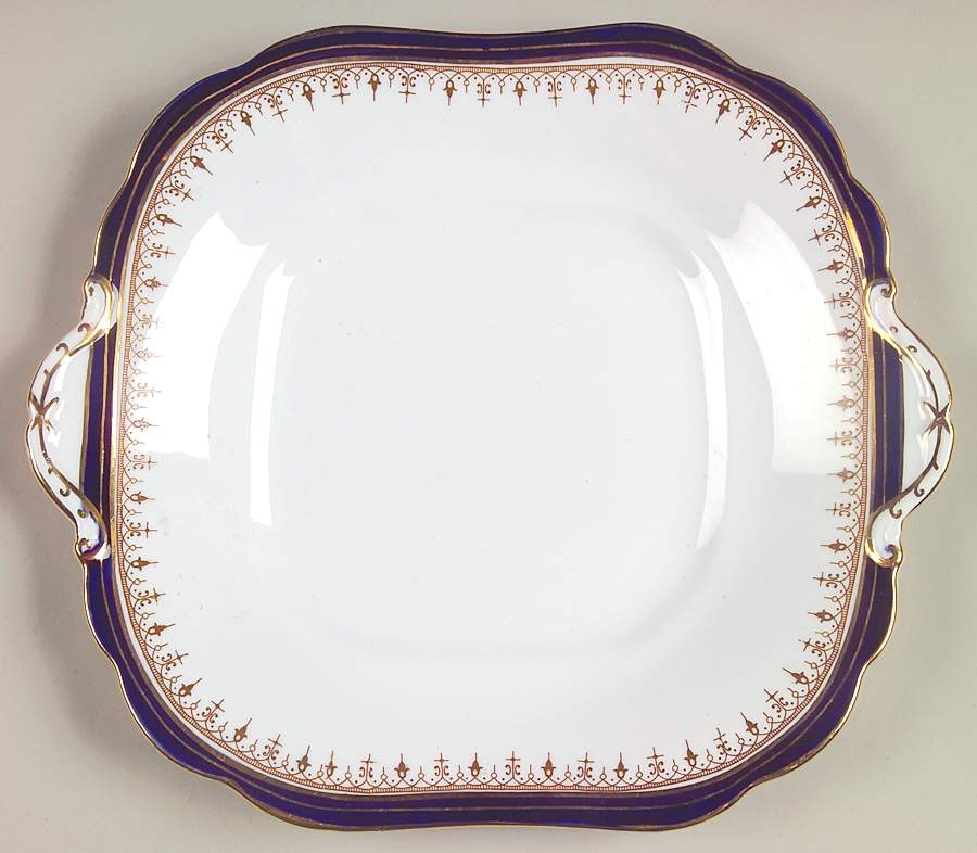 Leighton Cobalt (Scalloped) Square Handled Cake Plate by John  Aynsley & Sons-1