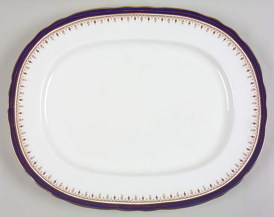 Leighton Cobalt (Scalloped) 15" Oval Serving Platter by John  Aynsley & Sons-1