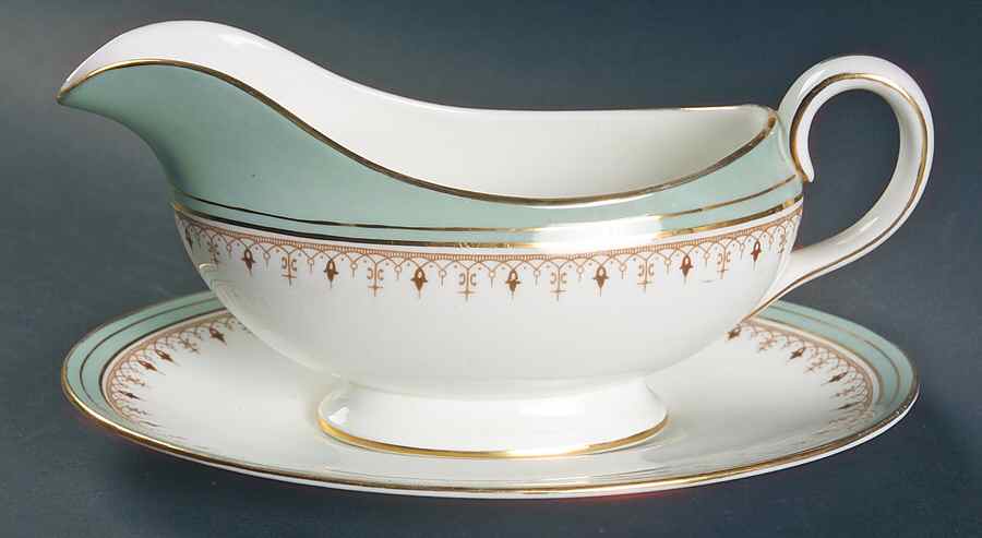 Lincoln Green Gravy Boat & Underplate by John  Aynsley & Sons-1