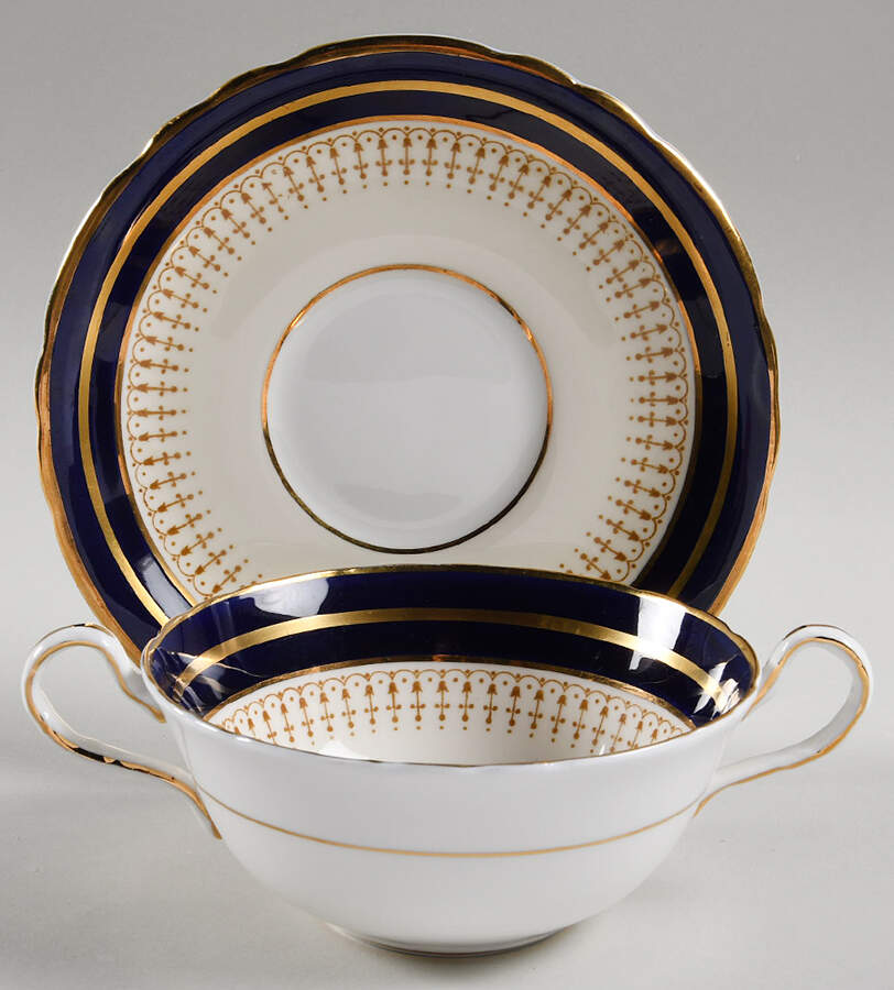 Lynton Cobalt Blue Flat Cream Soup Bowl & Saucer Set by John  Aynsley & Sons-1