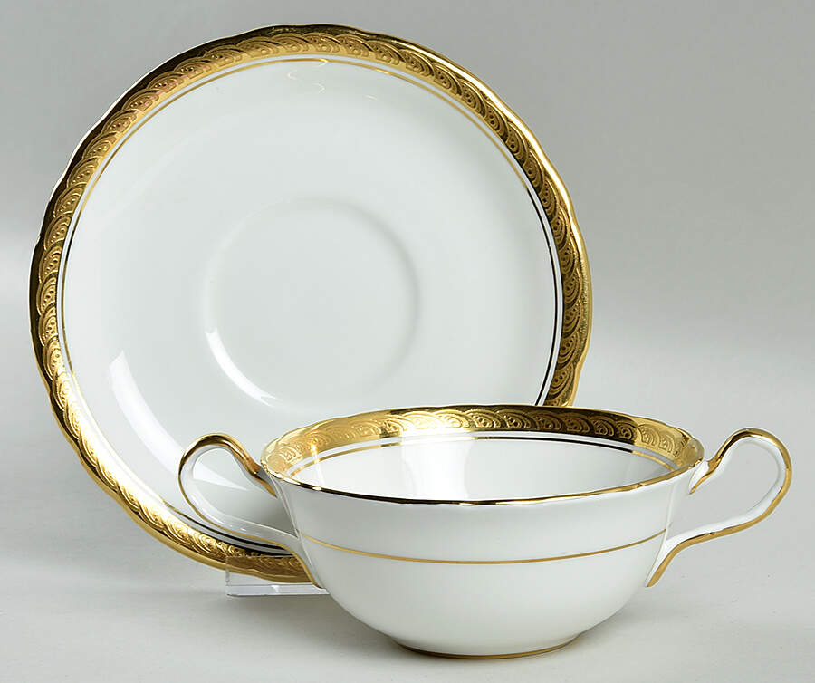 Majestic (Scalloped) Flat Cream Soup Bowl & Saucer Set by John  Aynsley & Sons-1