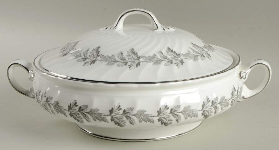 Oak Leaf Gray (Fluted) Round Covered Vegetable by John  Aynsley & Sons-1