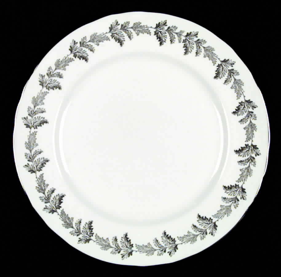 Oak Leaf Gray (White Edge, Scalloped) Dinner Plate by John  Aynsley & Sons-1