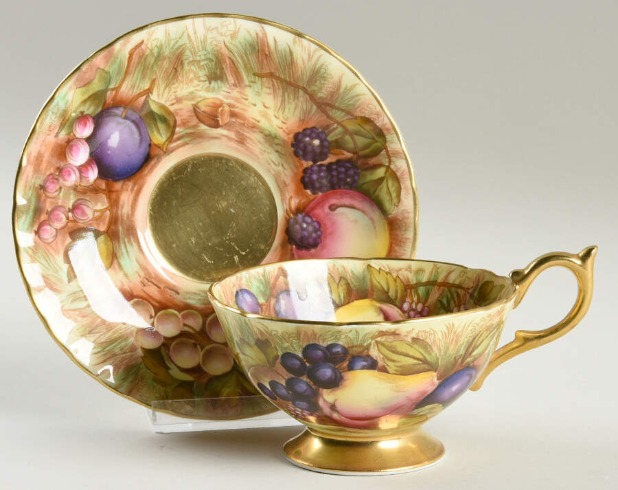 Orchard Gold Footed Cup & Saucer Set by John  Aynsley & Sons-1