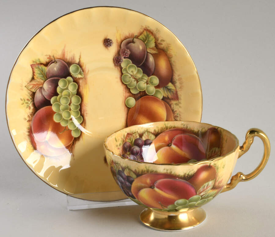 Orchard Gold Footed Cup & Saucer Set by John  Aynsley & Sons-1