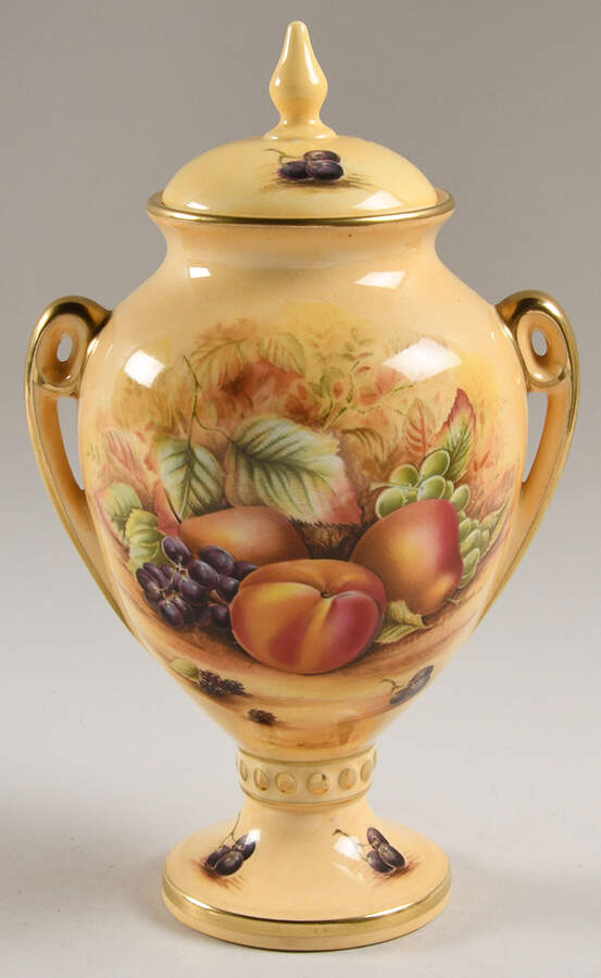 Orchard Gold 9" Footed Urn with Lid by John  Aynsley & Sons-1