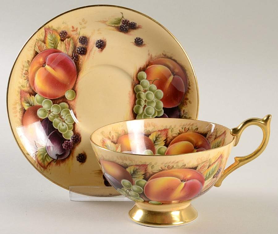 Orchard Gold Footed Cup & Saucer Set by John  Aynsley & Sons-1
