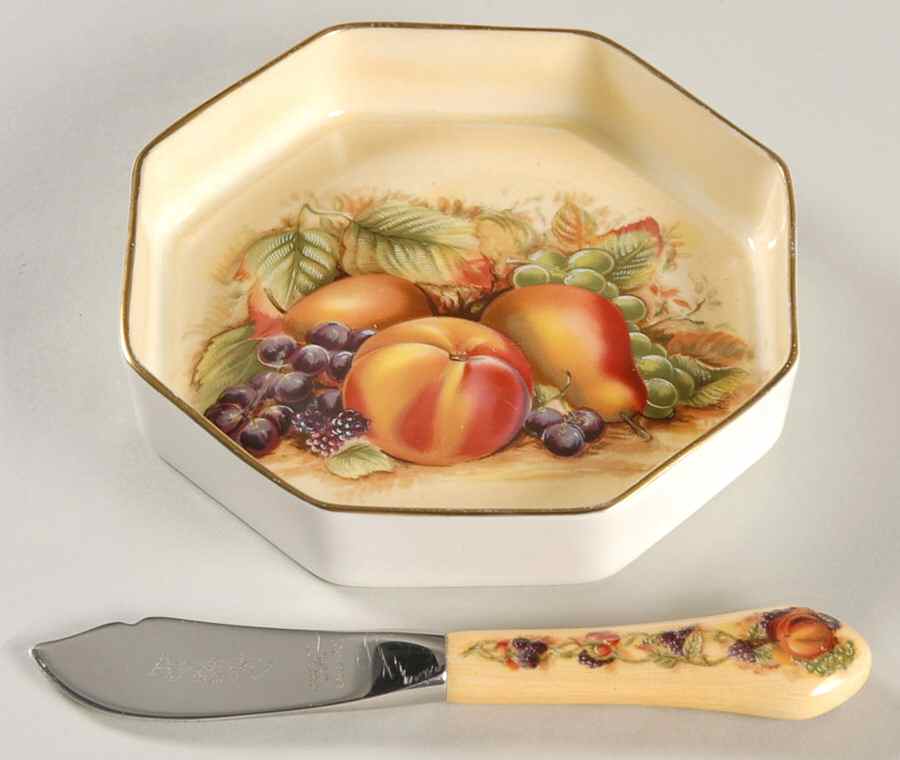 Orchard Gold Individual Butter Dish & Knife Set by John  Aynsley & Sons-1