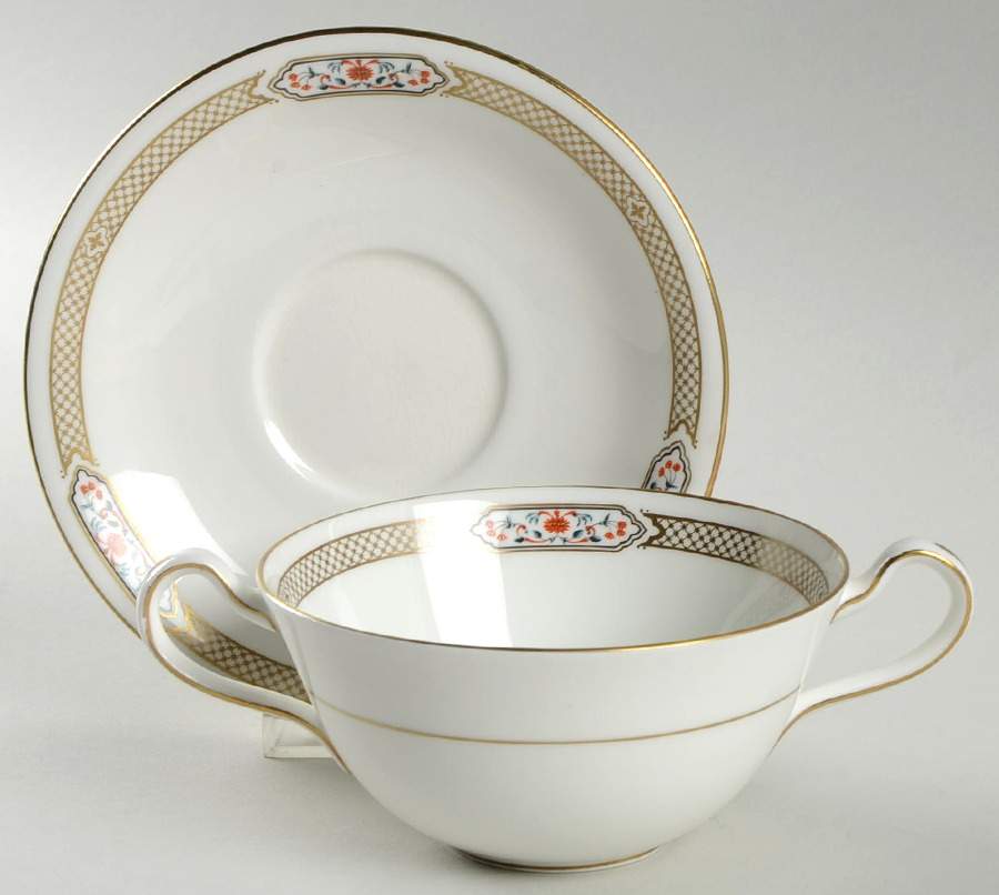 Orient Flat Cream Soup Bowl & Saucer Set by John  Aynsley & Sons-1