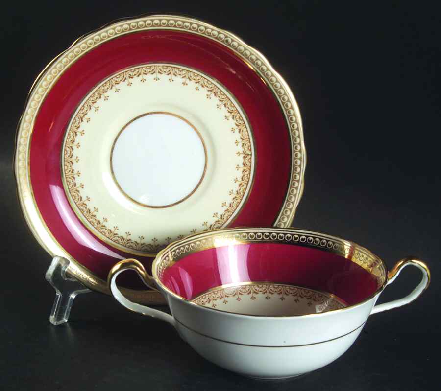 Pearl Maroon Saucer for Cream Soup Bowl by John  Aynsley & Sons-1