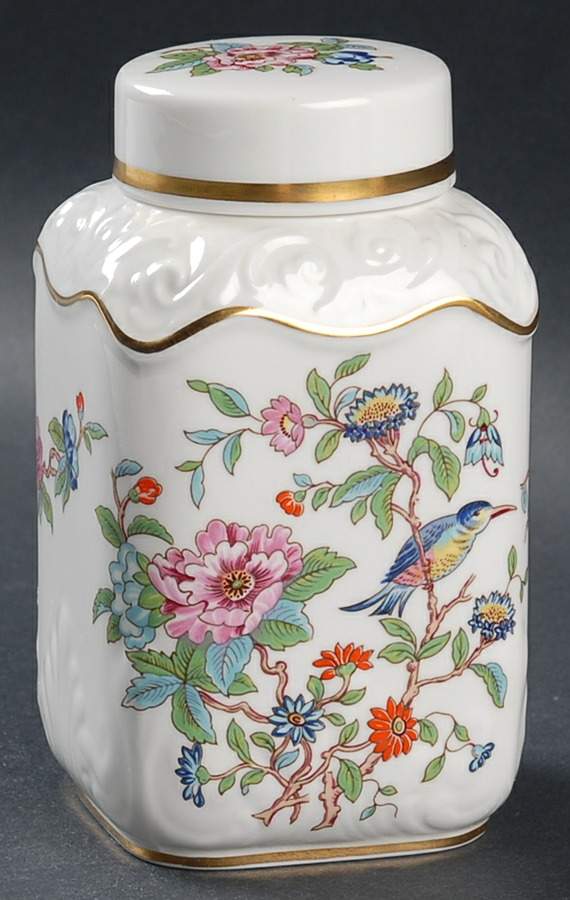 Pembroke (Gold Trim) Tea Caddy & Lid by John  Aynsley & Sons-1