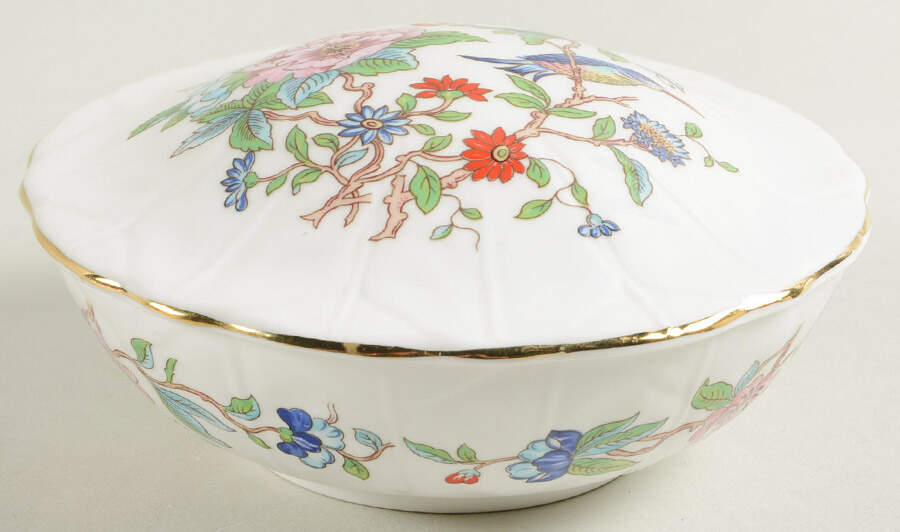 Pembroke (Gold Trim) 4" Round Box & Lid by John  Aynsley & Sons-1