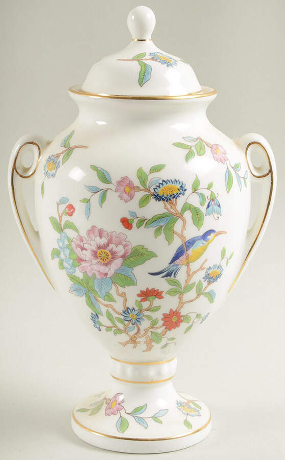 Pembroke (Gold Trim) Medium Covered Vase by John  Aynsley & Sons-1