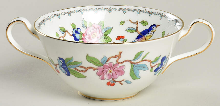Pembroke (Gold Trim) Flat Cream Soup Bowl by John  Aynsley & Sons-1