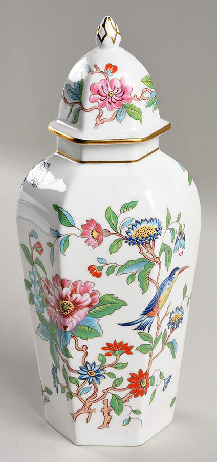 Pembroke (Gold Trim) Large Hexagonal Ginger Jar & Lid by John  Aynsley & Sons-1