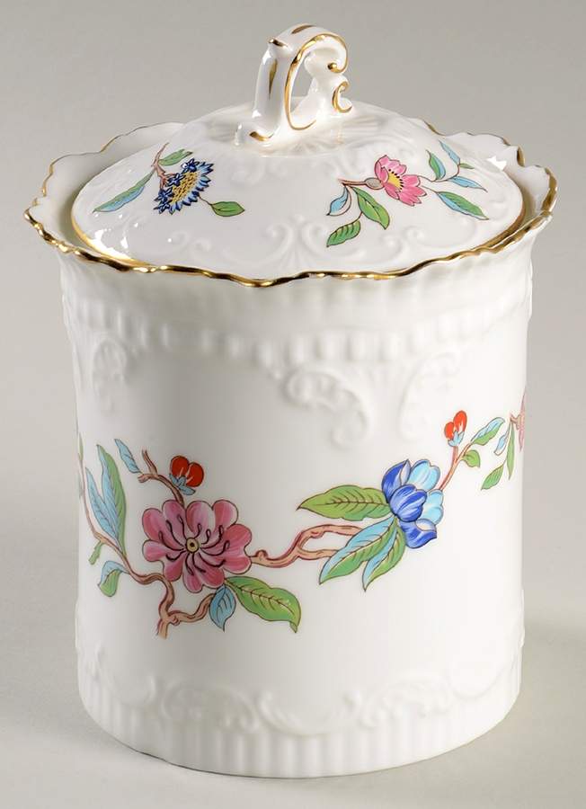 Pembroke (Gold Trim) Biscuit Barrel & Lid by John  Aynsley & Sons-1