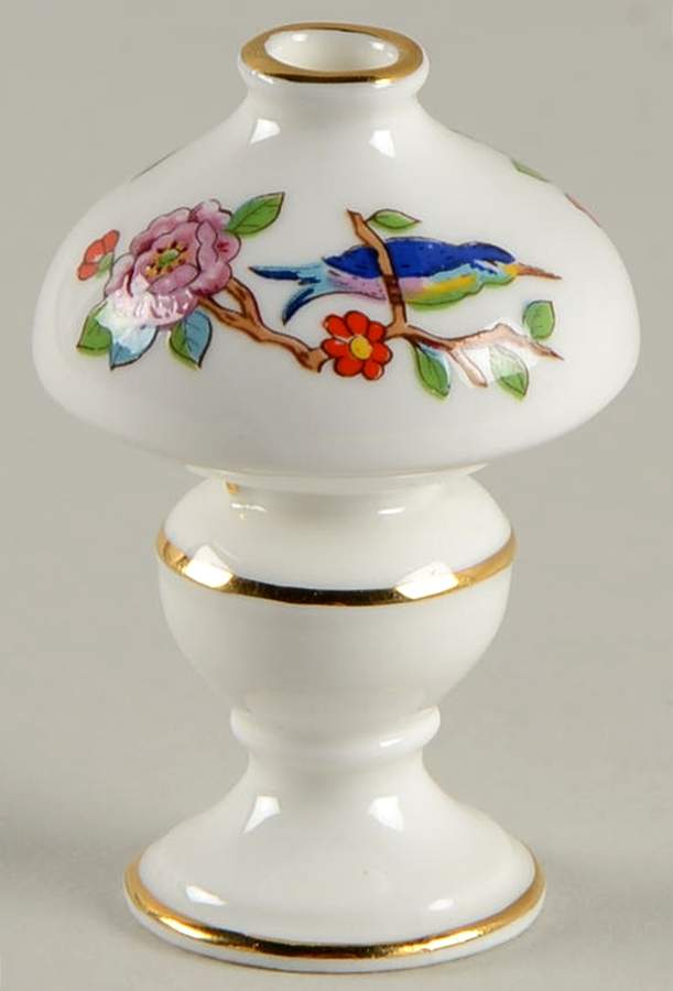 Pembroke (Gold Trim) Miniature Hurricane Lamp by John  Aynsley & Sons-1