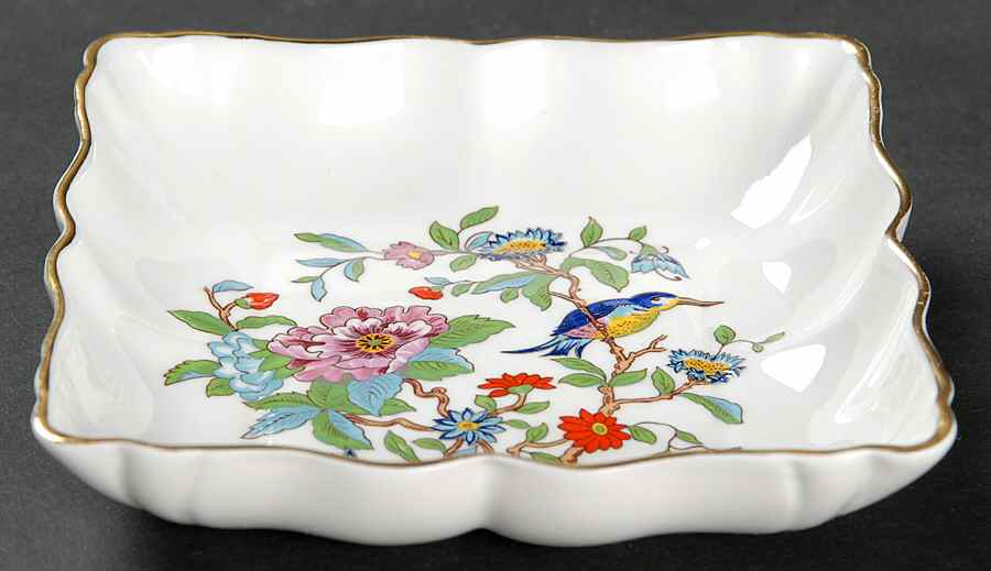 Pembroke (Gold Trim) Small Square Sweet Meat Dish by John  Aynsley & Sons-1