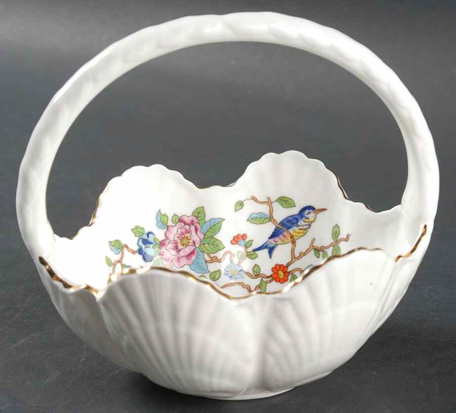 Pembroke (Gold Trim) Shell Basket by John  Aynsley & Sons-1
