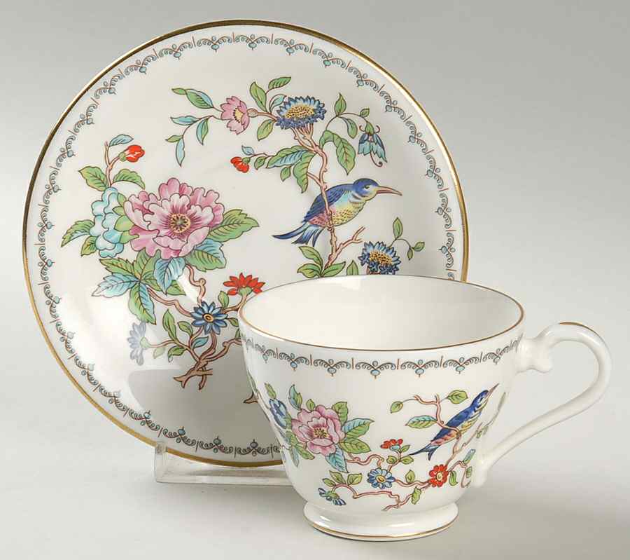 Pembroke (Gold Trim) Footed Cup & Saucer Set by John  Aynsley & Sons-1