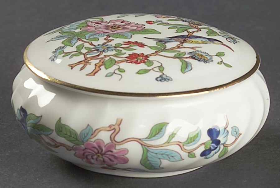 Pembroke (Gold Trim) 3" Round Box & Lid by John  Aynsley & Sons-1