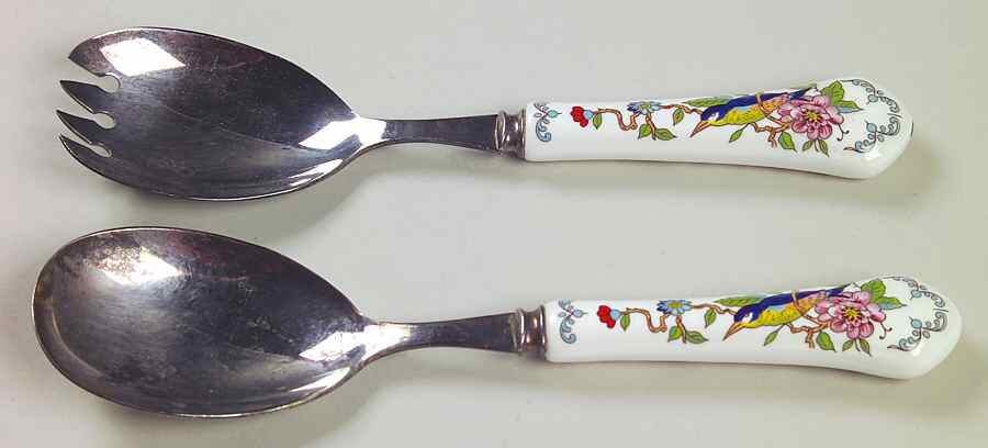 Pembroke (Gold Trim) 2-Piece Salad Set with Silverplate Bowl by John  Aynsley & Sons-1