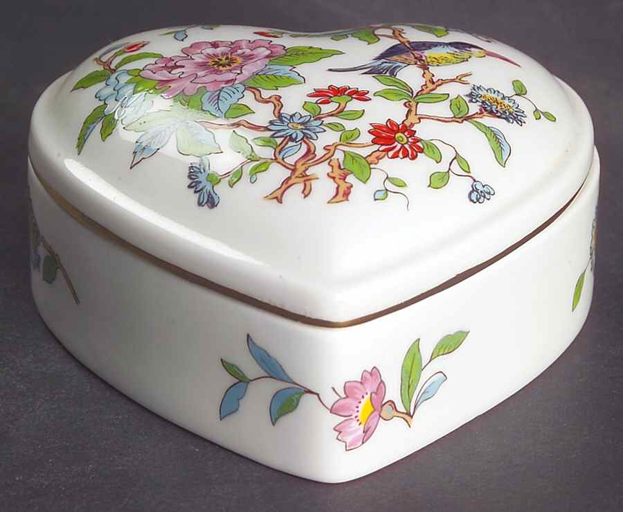 Pembroke (Gold Trim) Heart Shape Box & Lid by John  Aynsley & Sons-1