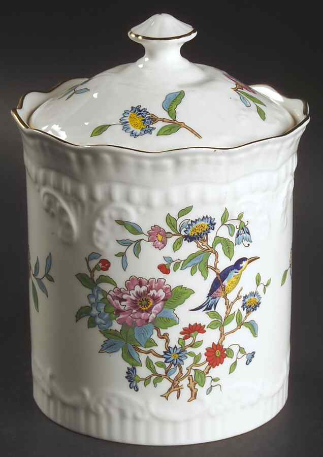Pembroke (Gold Trim) Biscuit Barrel & Lid by John  Aynsley & Sons-1