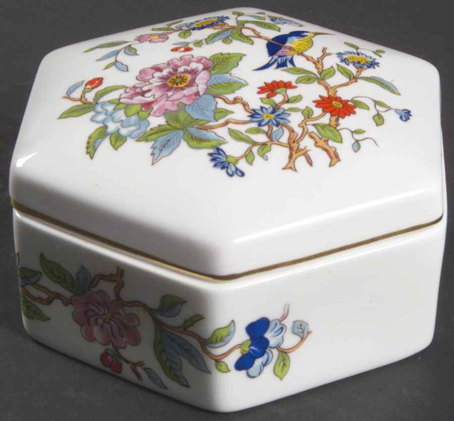 Pembroke (Gold Trim) Hexagonal Box & Lid by John  Aynsley & Sons-1