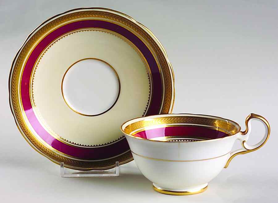 Regency Red Footed Cup & Saucer Set by John  Aynsley & Sons-1