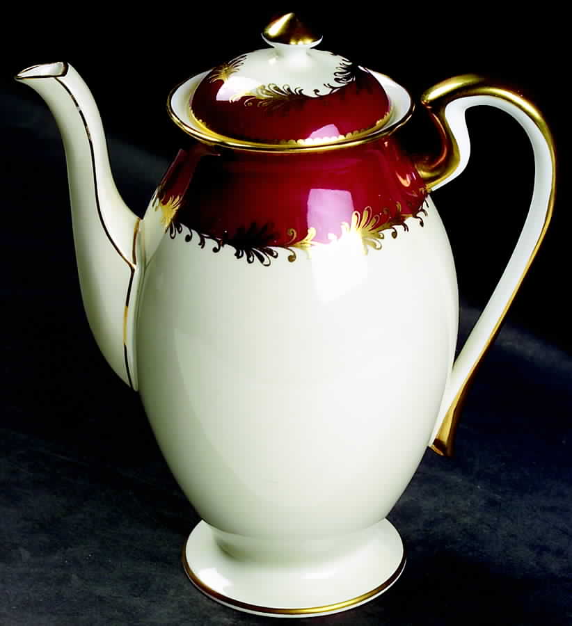 Rutland Burgundy Small Coffee Pot & Lid by John  Aynsley & Sons-1
