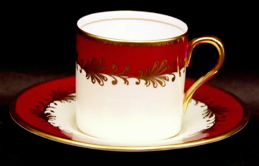 Rutland Burgundy Flat Demitasse Cup & Saucer Set by John  Aynsley & Sons-1