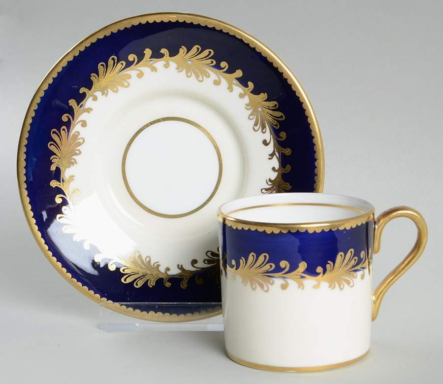 Rutland Cobalt Blue Flat Demitasse Cup & Saucer Set by John  Aynsley & Sons-1