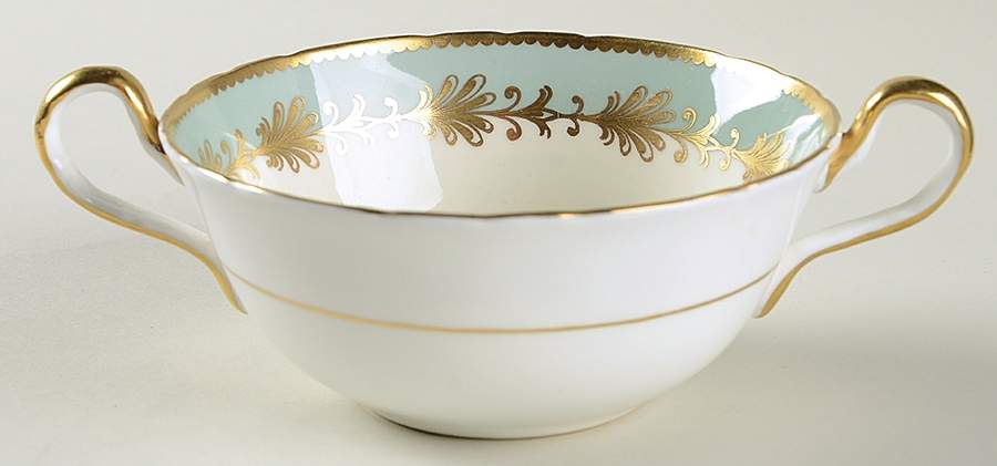 Rutland Medium Green Flat Cream Soup Bowl by John  Aynsley & Sons-1