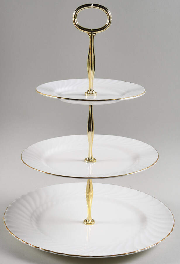 Simplicity 13 7/8"-14 1/4" 3-Tiered Serving Tray(DP,SP,BB) HC by John  Aynsley & Sons-1