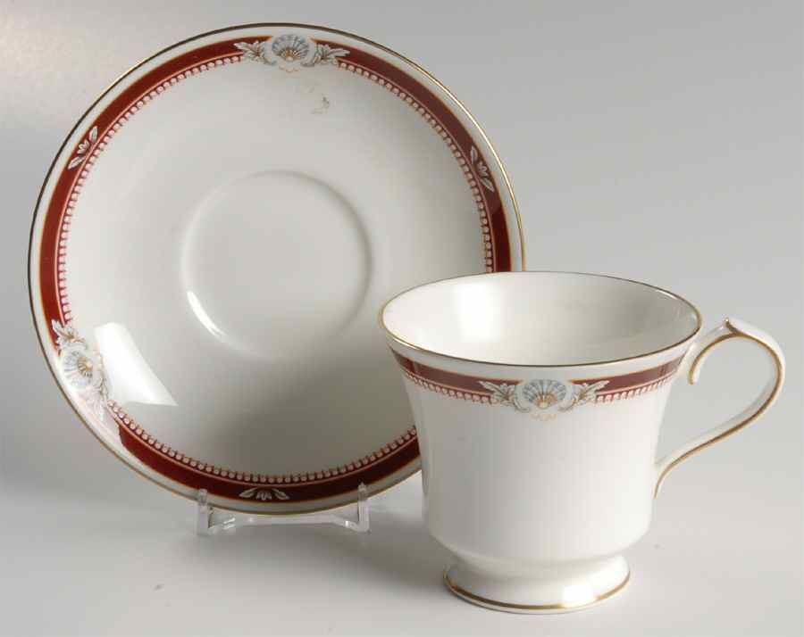 South Pacific Red Maroon Footed Cup & Saucer Set by John  Aynsley & Sons-1