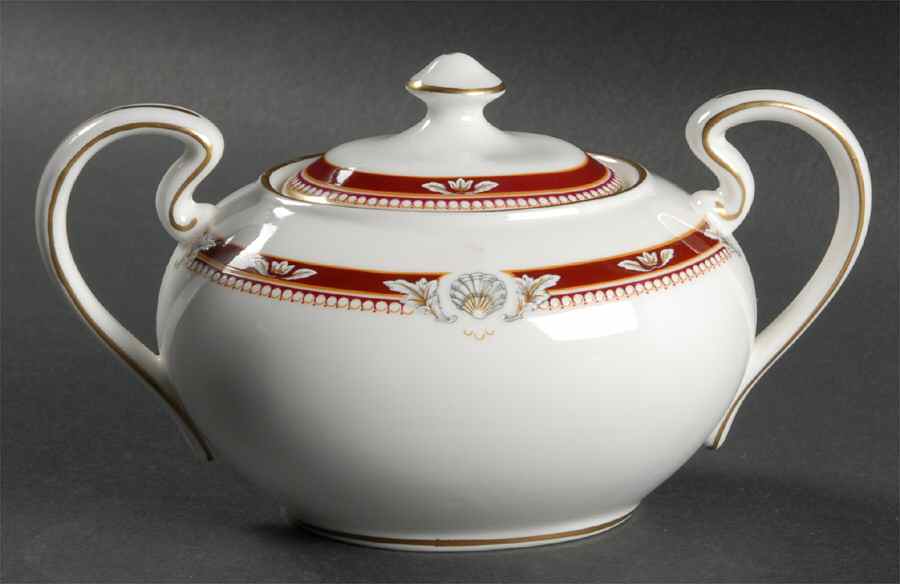 South Pacific Red Maroon Sugar Bowl & Lid by John  Aynsley & Sons-1