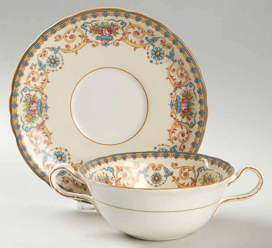 St. Clair Flat Cream Soup Bowl & Saucer Set by John  Aynsley & Sons-1