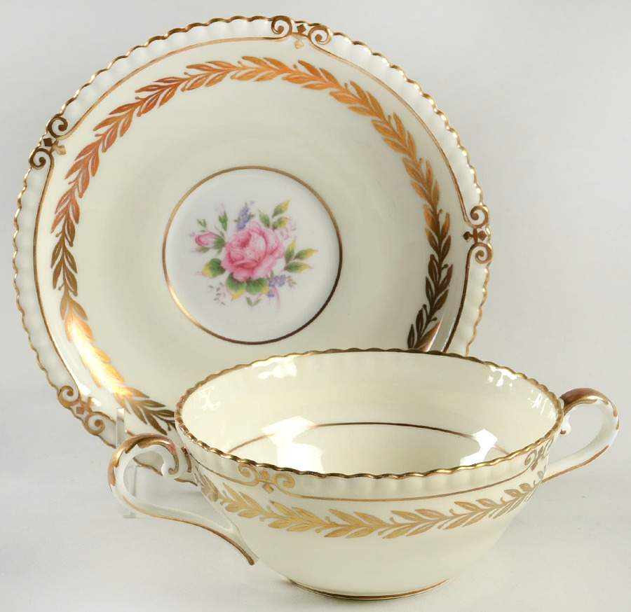 St. George Flat Cream Soup Bowl & Saucer Set by John  Aynsley & Sons-1