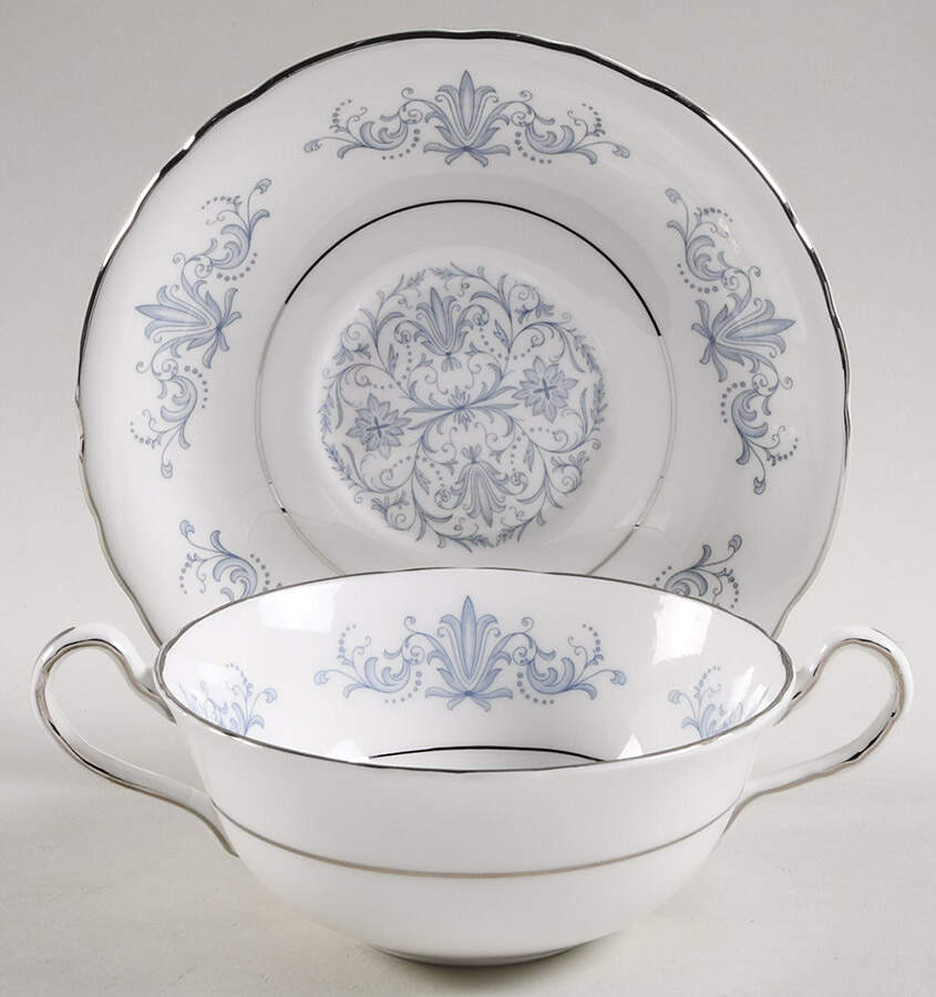 Venetian (Scalloped) Flat Cream Soup Bowl & Saucer Set by John  Aynsley & Sons-1