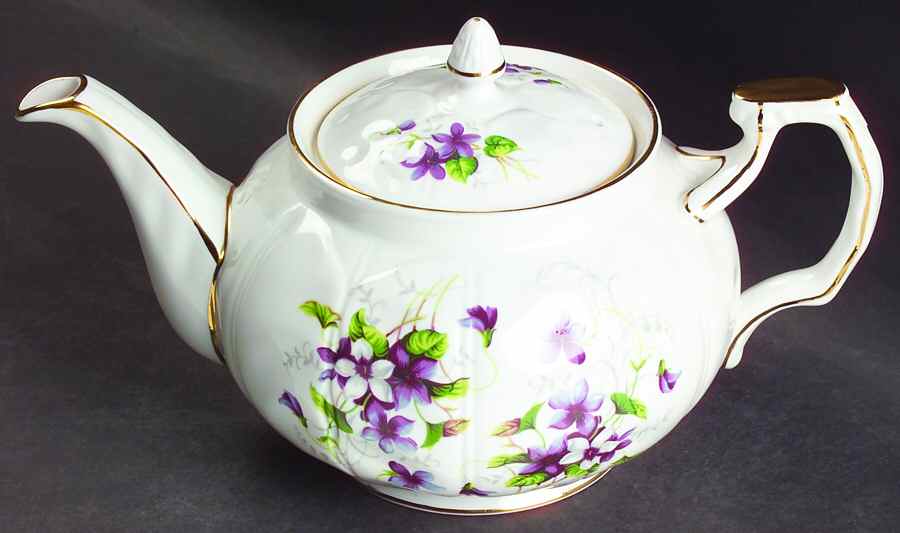 Violette (White Background) Teapot & Lid by John  Aynsley & Sons-1