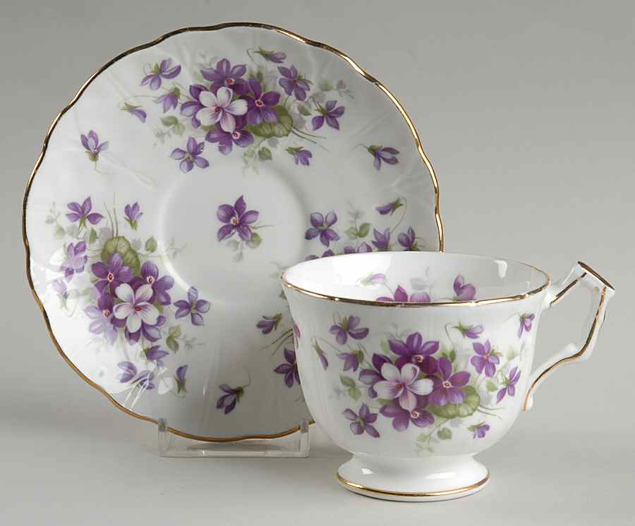 Violette (White Background) Footed Cup & Saucer Set by John  Aynsley & Sons-1