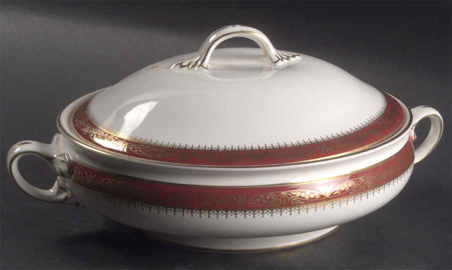 Warwick Red (Smooth) Round Covered Vegetable by John  Aynsley & Sons-1